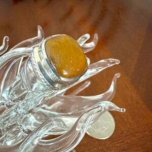 Handmade Amber Sterling Ring